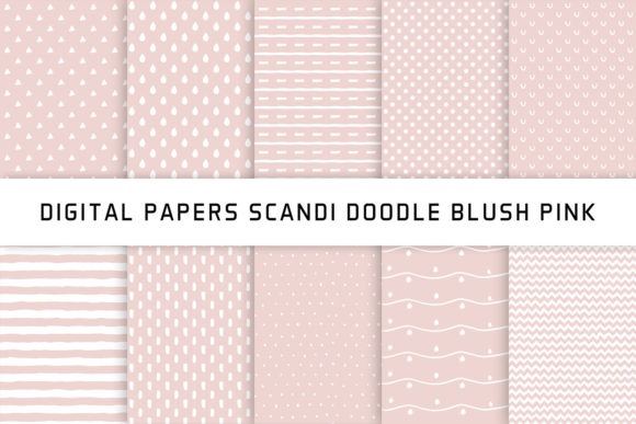 Scandi Doodle Blush Pink Digital Papers