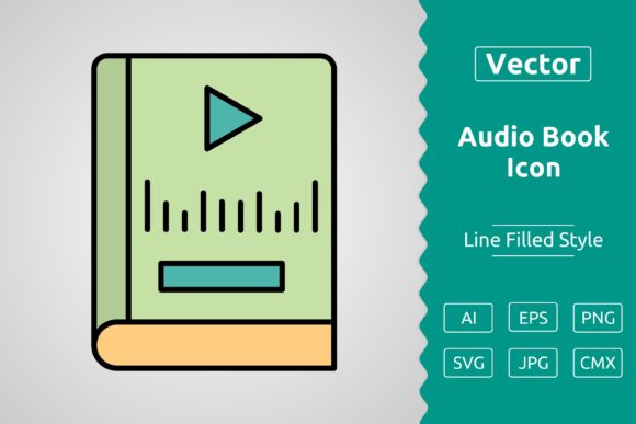 Vector Audio Book Filled Outline Icon: A Versatile Design Asset