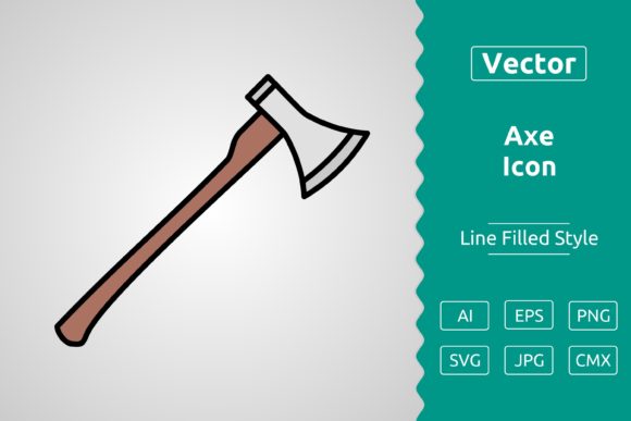 Vector Axe Filled Outline Icon: A Versatile Design Asset