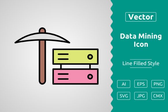 Vector Data Mining Filled Outline Icon