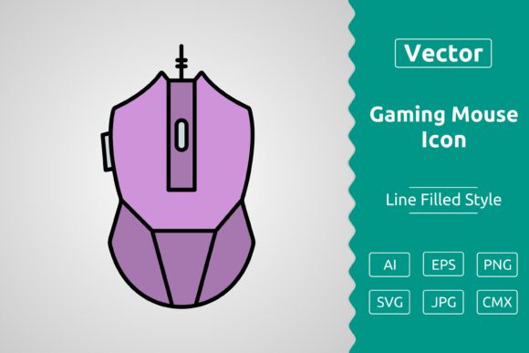 Vector Gaming Mouse Filled Outline Icon: A Versatile Design Asset