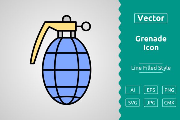 Vector Grenade Filled Outline Icon – A Versatile Design Asset for Creative Projects