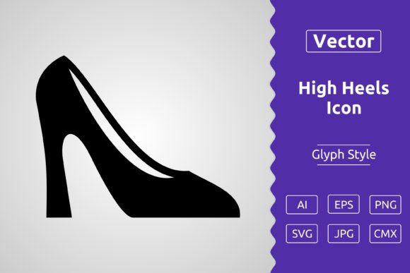 Vector High Heels Glyph Icon: A Versatile Design Asset