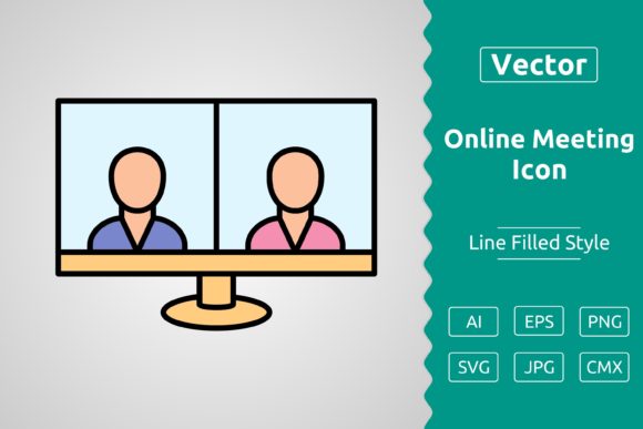 Vector Online Meeting Filled Outline