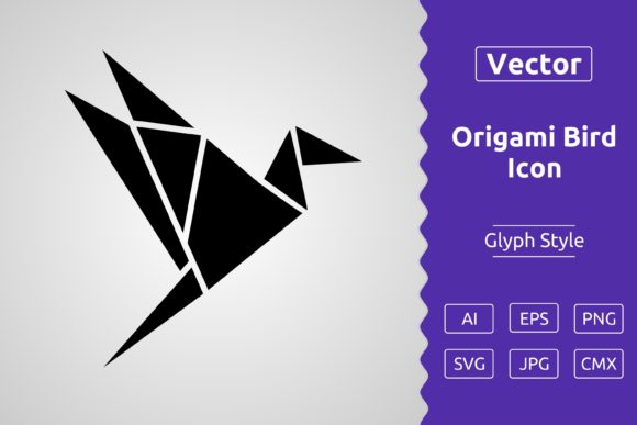 Vector Origami Bird Glyph Icon: A Versatile Design Asset for Modern Projects