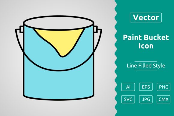 Vector Paint Bucket Filled Outline Icon: A Versatile Design Asset