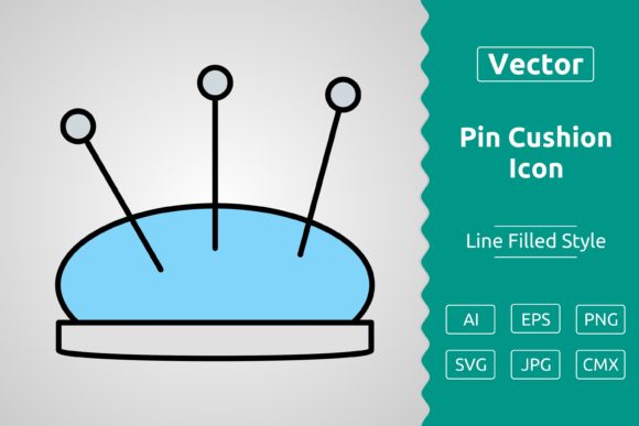Vector Pin Cushion Filled Outline Icon