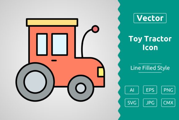 Vector Toy Tractor Filled Outline Icon: A Versatile Design Asset