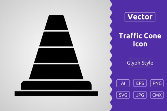 Vector Traffic Cone Glyph Icon