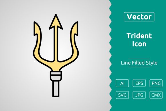Vector Trident Filled Outline Icon
