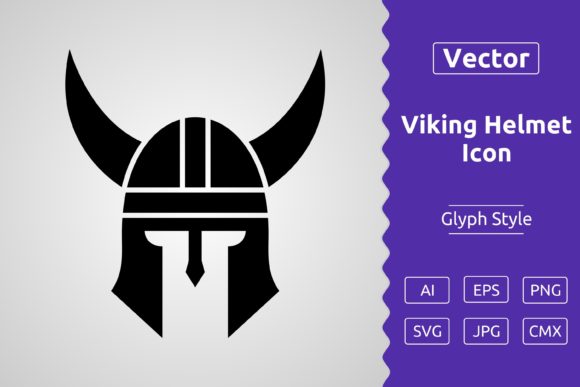 Vector Viking Helmet Glyph Icon: A Versatile Design Asset for Modern Creatives