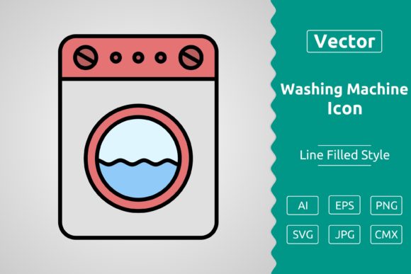 Vector Washing Machine Filled Outline Icon: A Versatile Design Asset