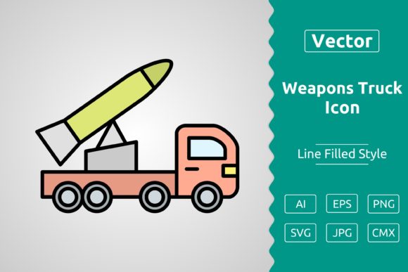 Vector Weapons Truck Filled Outline Icon