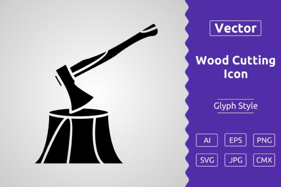Vector Wood Cutting Glyph Icon: A Versatile Tool for Designers and Creators